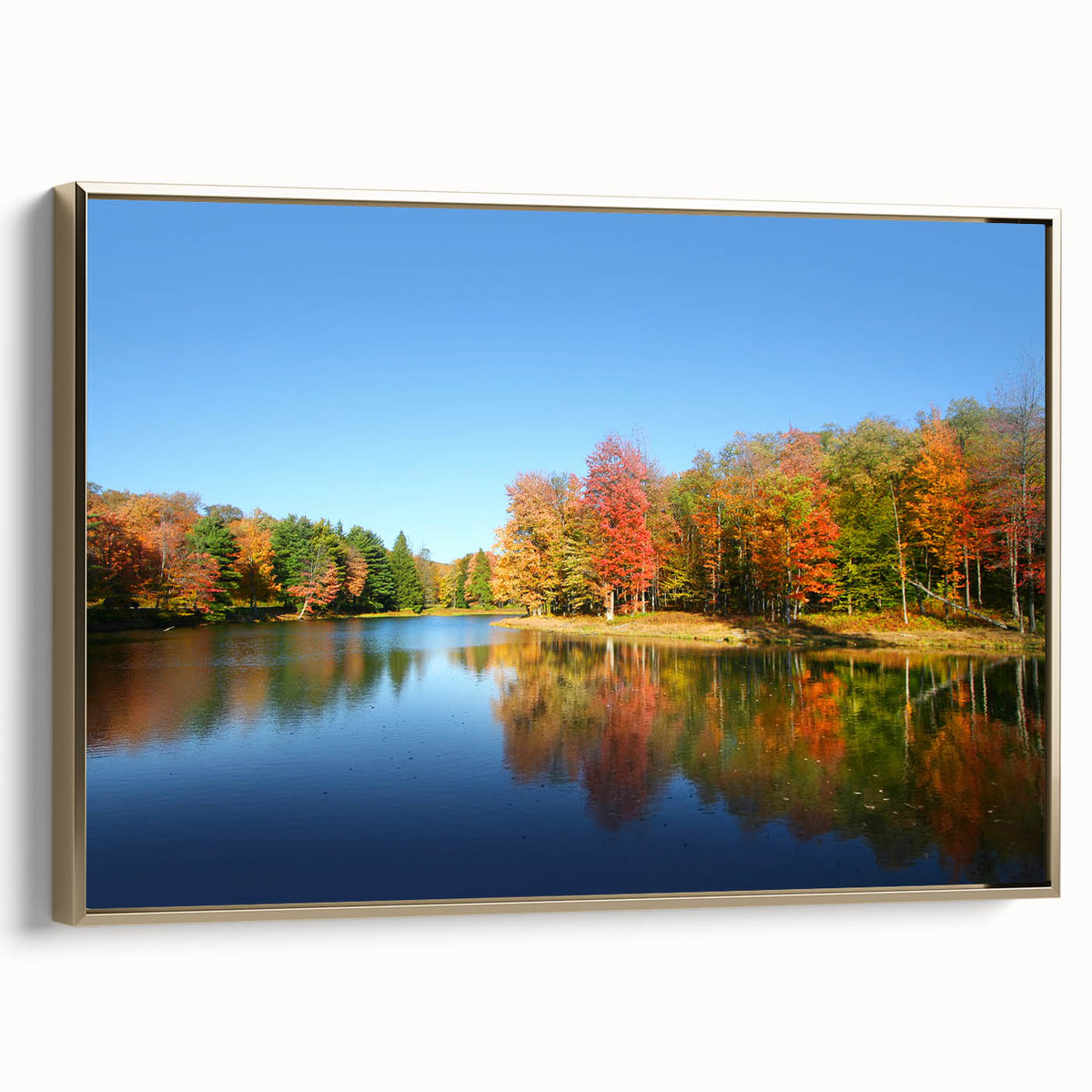 Framed canvas depicting a vintage-style Pennsylvania landscape in black and gold, ideal for bedroom wall art.