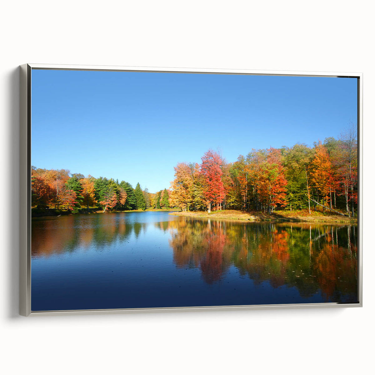 Framed canvas of a Pennsylvania landscape in muted earth tones, ideal for living room decor.