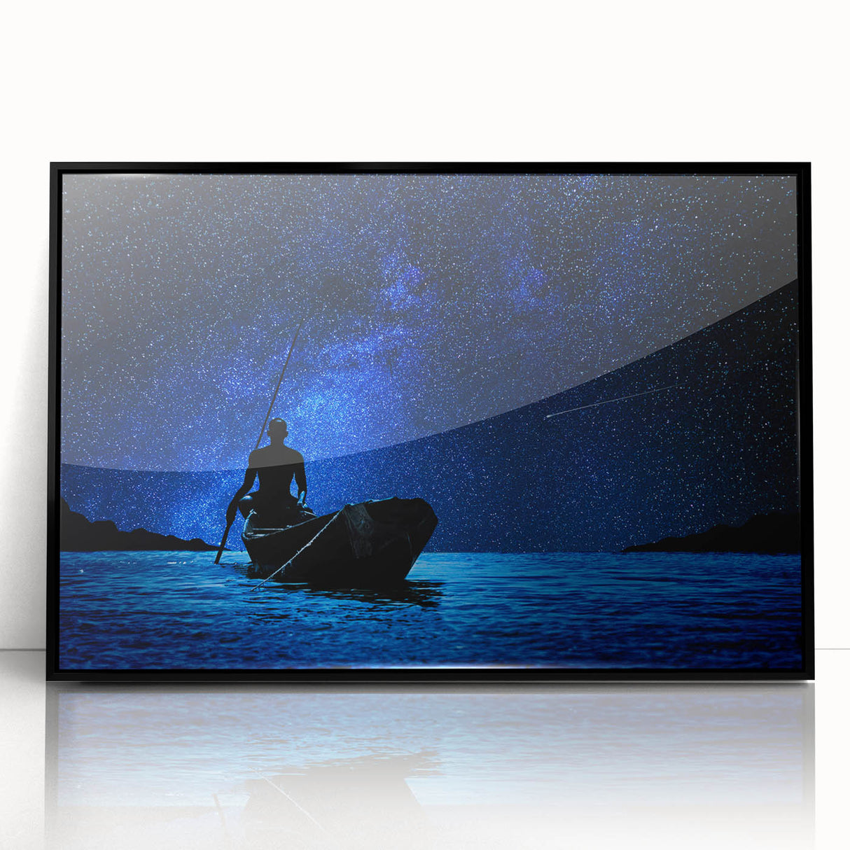 Large abstract wall art depicting an African scenery in Mali, with a black acrylic frame, ideal for modern art wall decor.