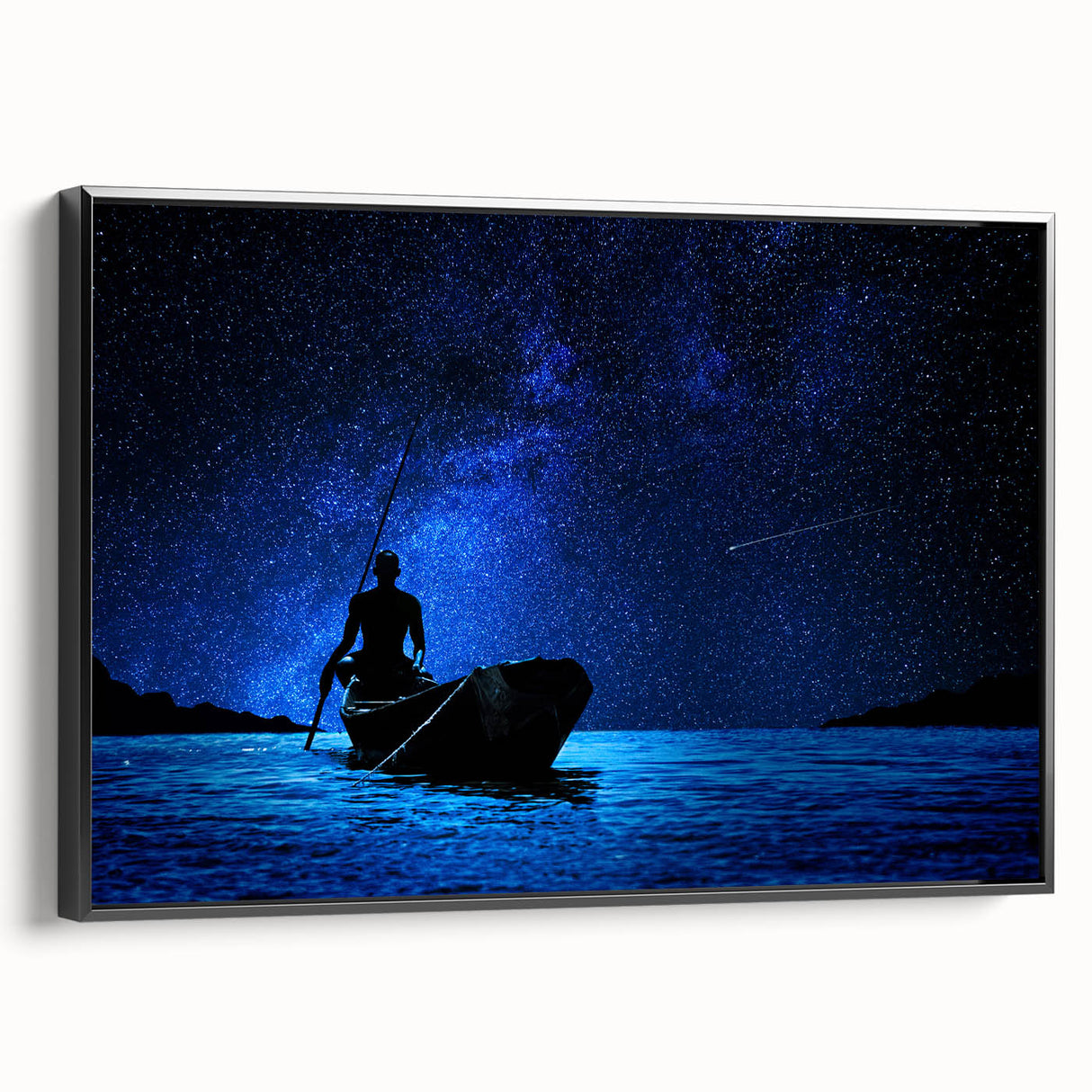 Black and white landscape art painting of Mali scenery on framed canvas, suitable for bedroom wall decor.