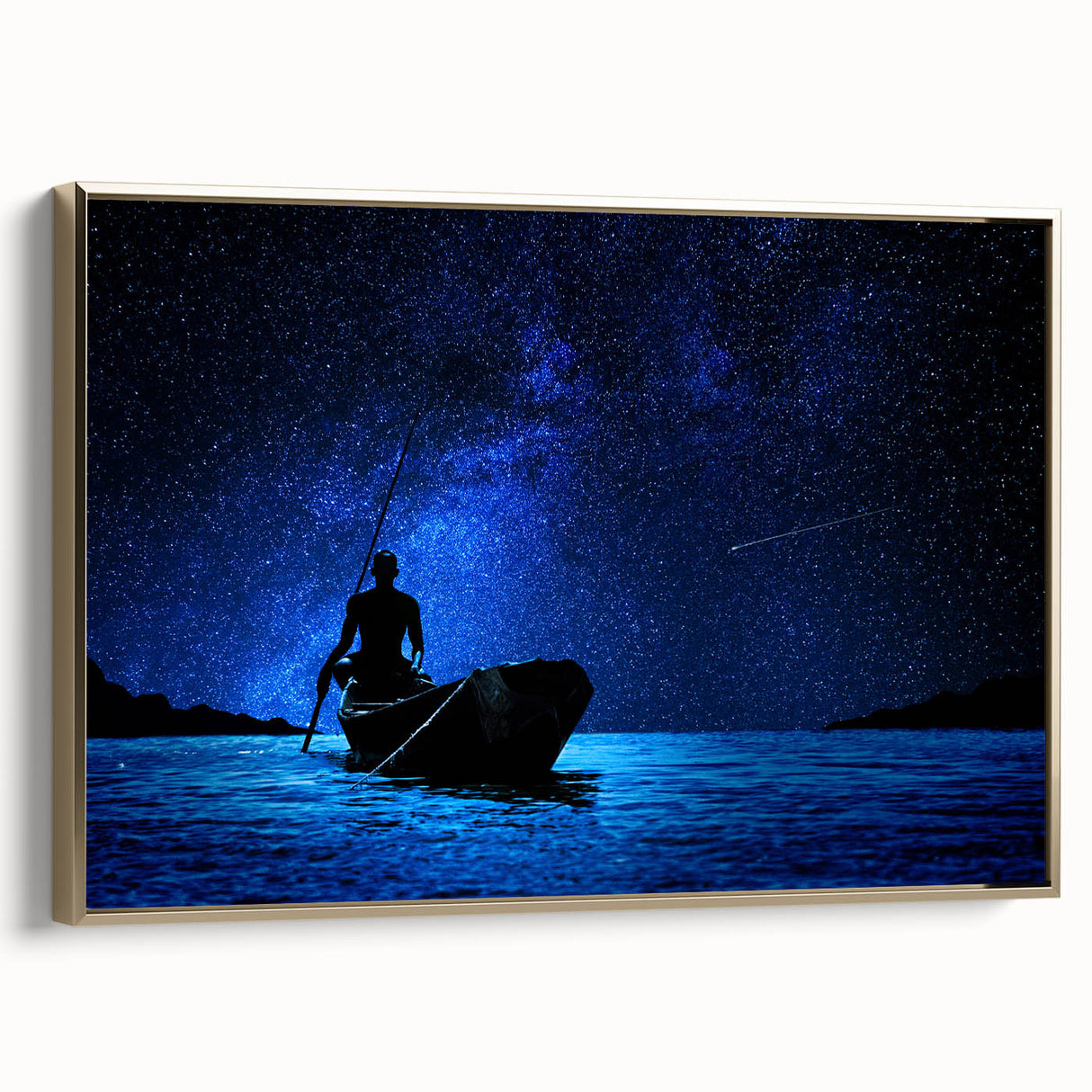 Framed canvas landscape art painting of an African scenery in Mali, featuring a vibrant color palette.