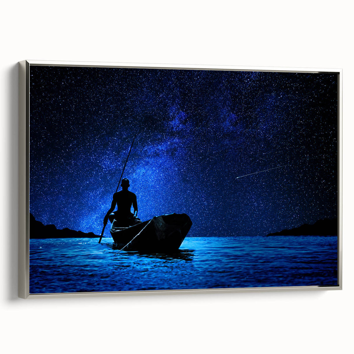 Vintage poster art of an African scenery in vibrant colors on a framed canvas, suitable for living room decor.