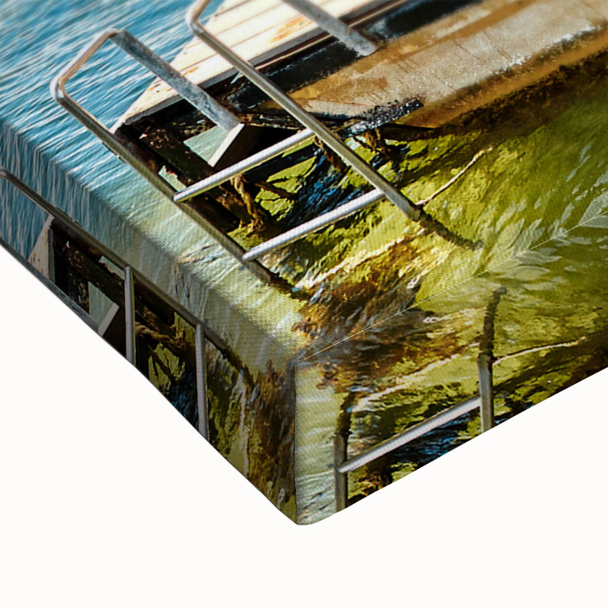 Black and white landscape art painting of Mauritius on large stretched canvas, ideal for bedroom wall decor.