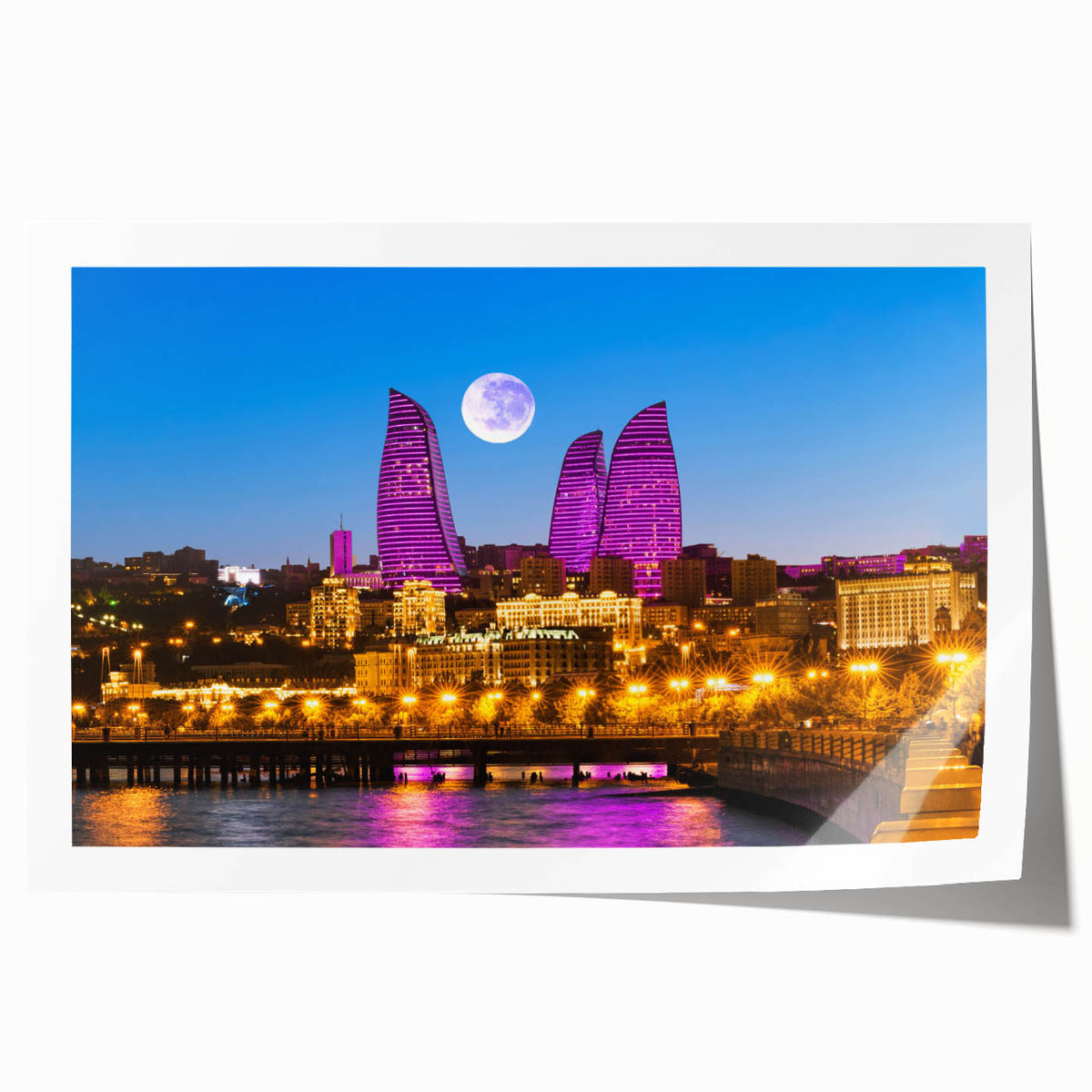 Extra large rolled print featuring a floral art scene set in Azerbaijan, with vibrant colors, ideal for dining room decor.