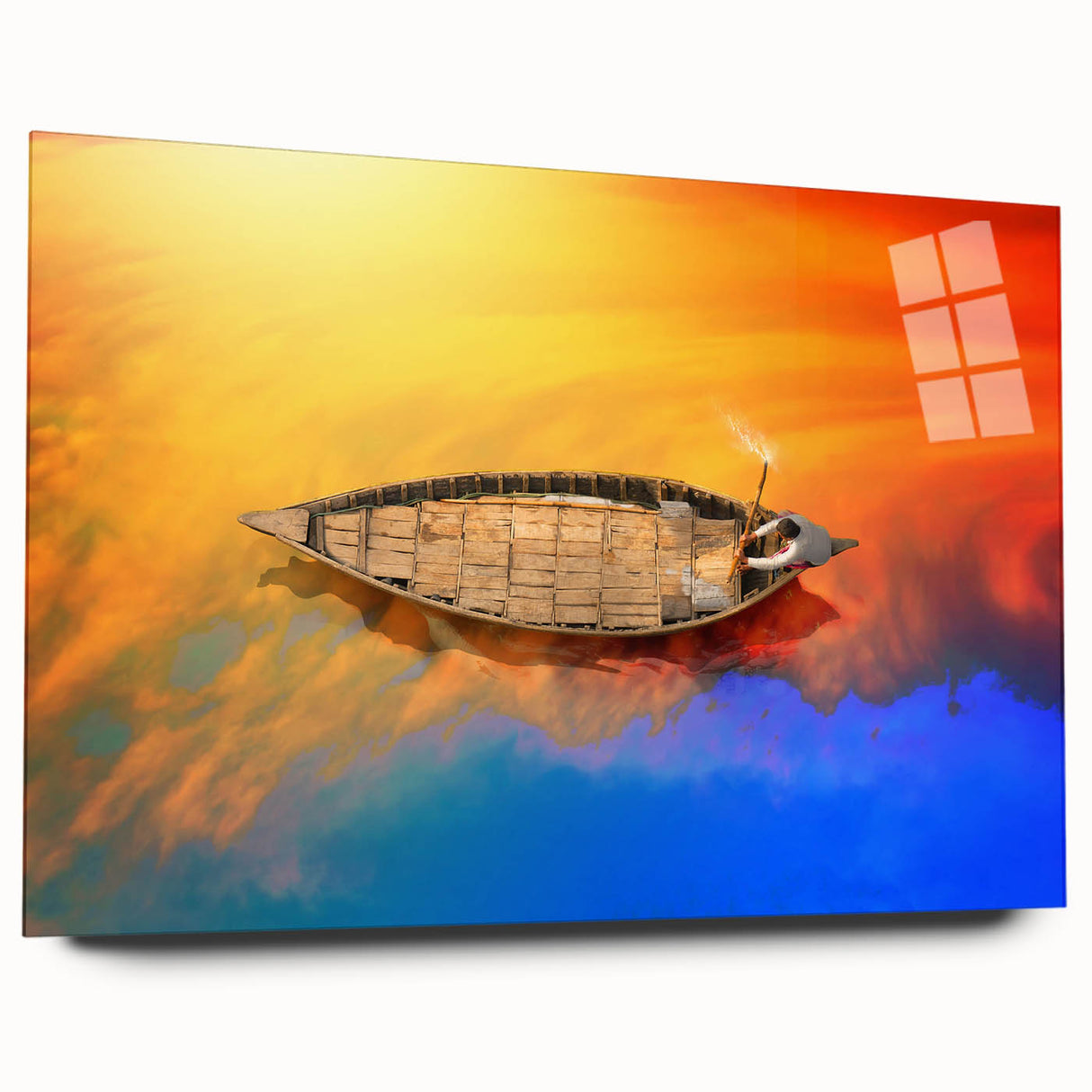 Large abstract wall art depicting a vibrant, colorful Bangladesh landscape on acrylic glass.