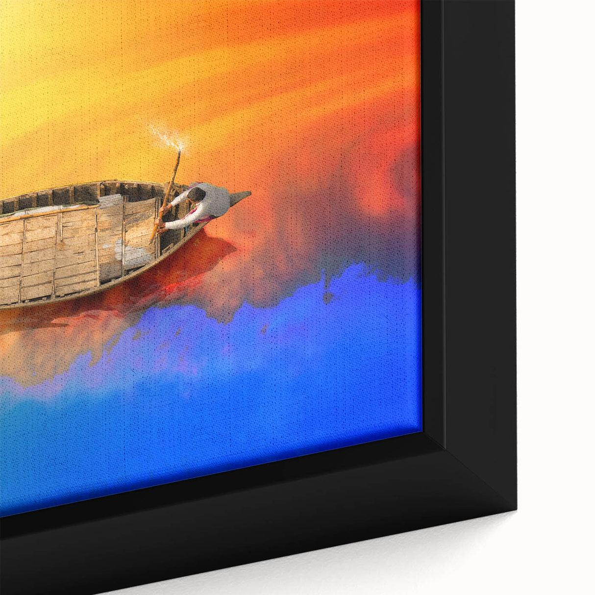 Extra large framed canvas featuring a textured, colorful art scene of Bangladesh, ideal for living room decor.