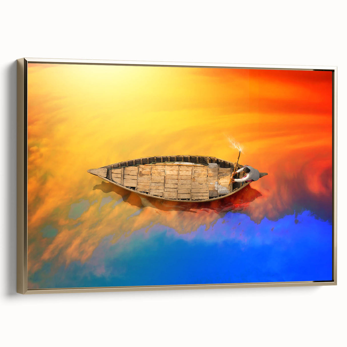 Framed canvas featuring a vintage-style landscape painting of Bangladesh in muted gold and black tones.