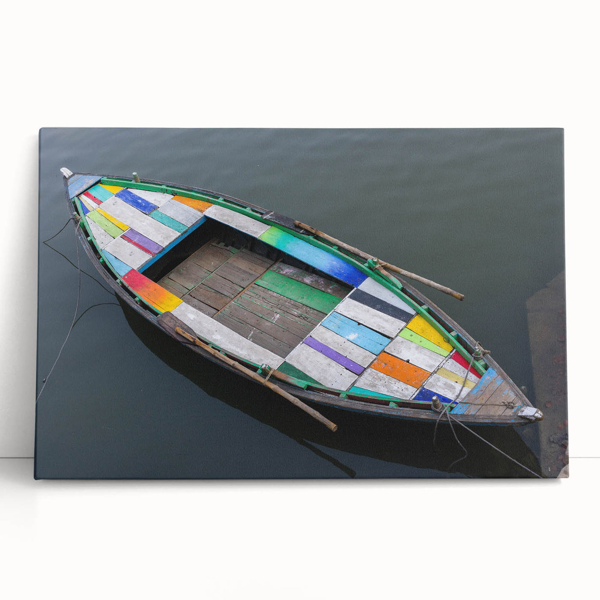 Black and white large art print of a scenic Indian landscape on stretched canvas.