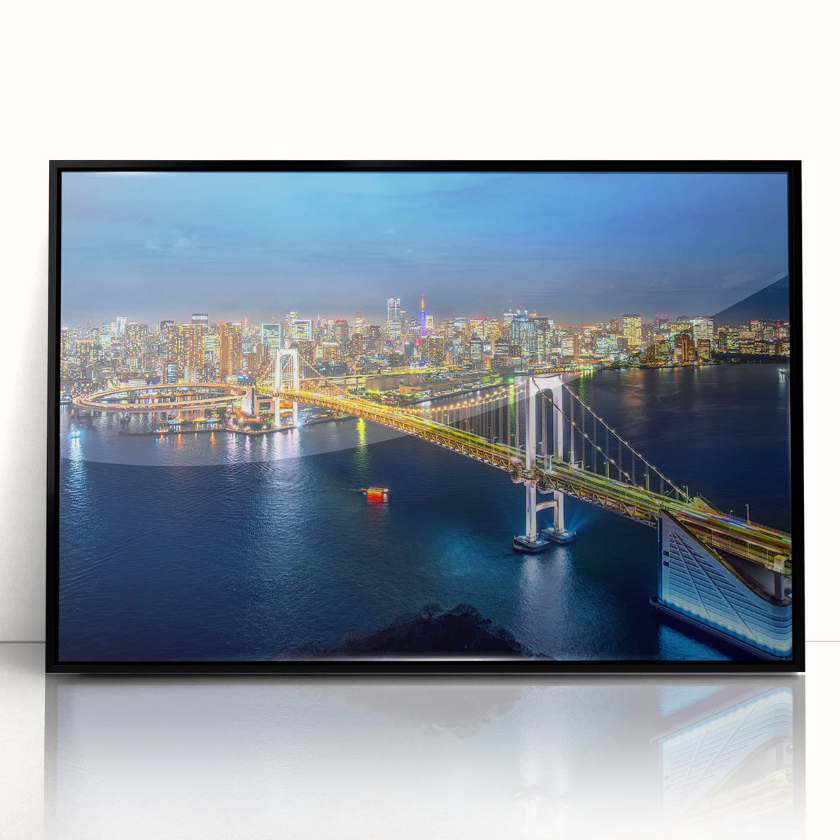 Large abstract wall art of Tokyo skyline in muted gray tones on a framed acrylic, ideal for modern art wall decor.