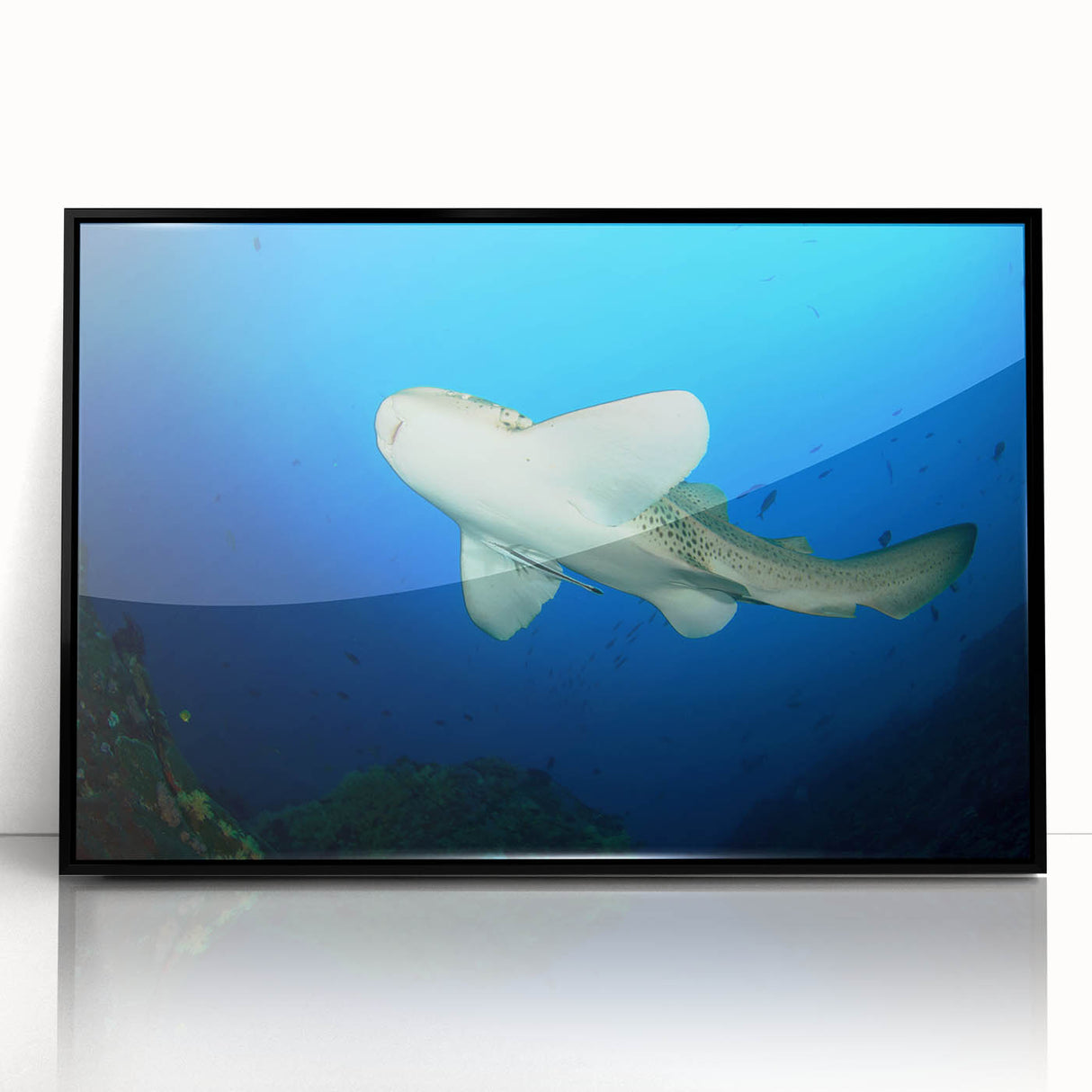 Large abstract wall art depicting a serene Thai landscape in muted earth tones, framed in black acrylic.