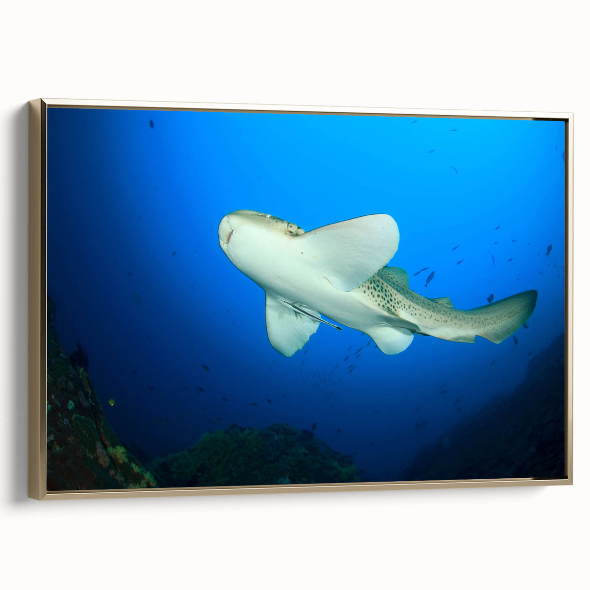 Framed canvas depicting a vintage-style Thai landscape in black and gold tones, ideal for bedroom wall art.