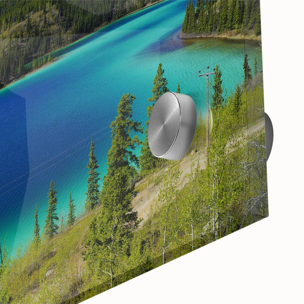 Large abstract depiction of Yukon scenery in muted earth tones on acrylic glass, ideal for dining room art.