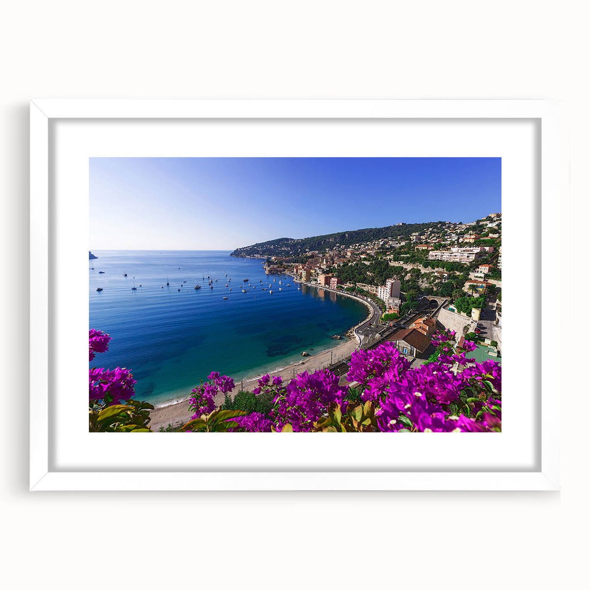 Textured art print of an abstract European landscape in muted earth tones, framed in white, ideal for bedroom decor.