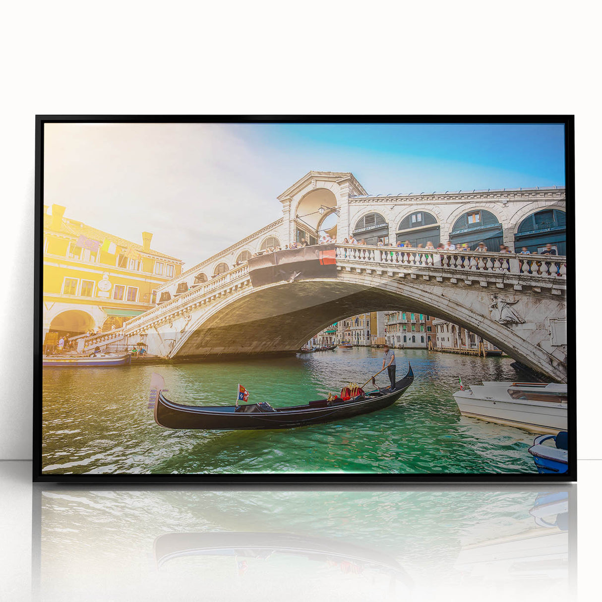 Large abstract wall art depicting Venice scenery in muted earth tones on a framed acrylic, suited for modern art wall decor.