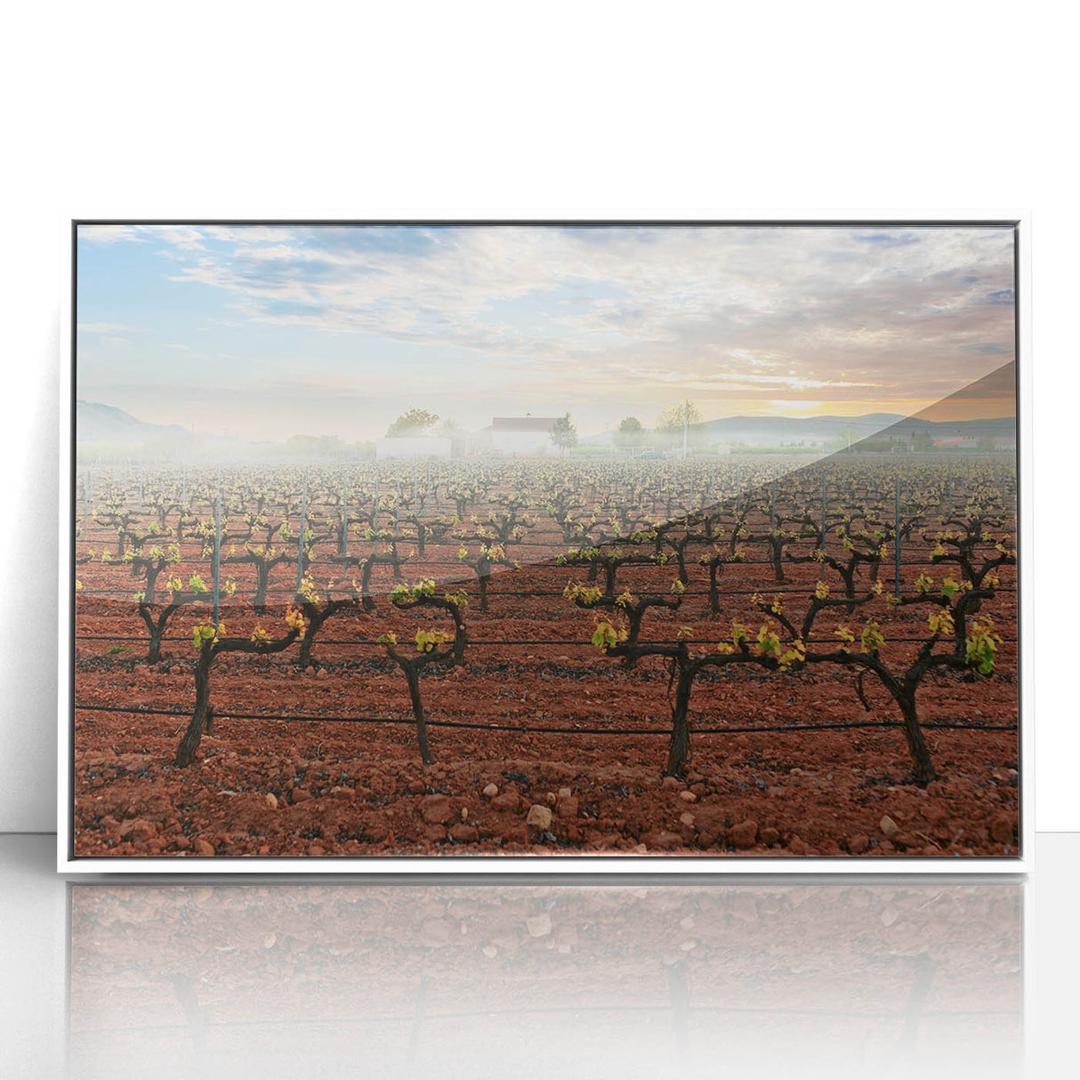 Art Deco poster of Valencia scenery in muted pastel shades, framed acrylic, ideal for modern nursery wall art.