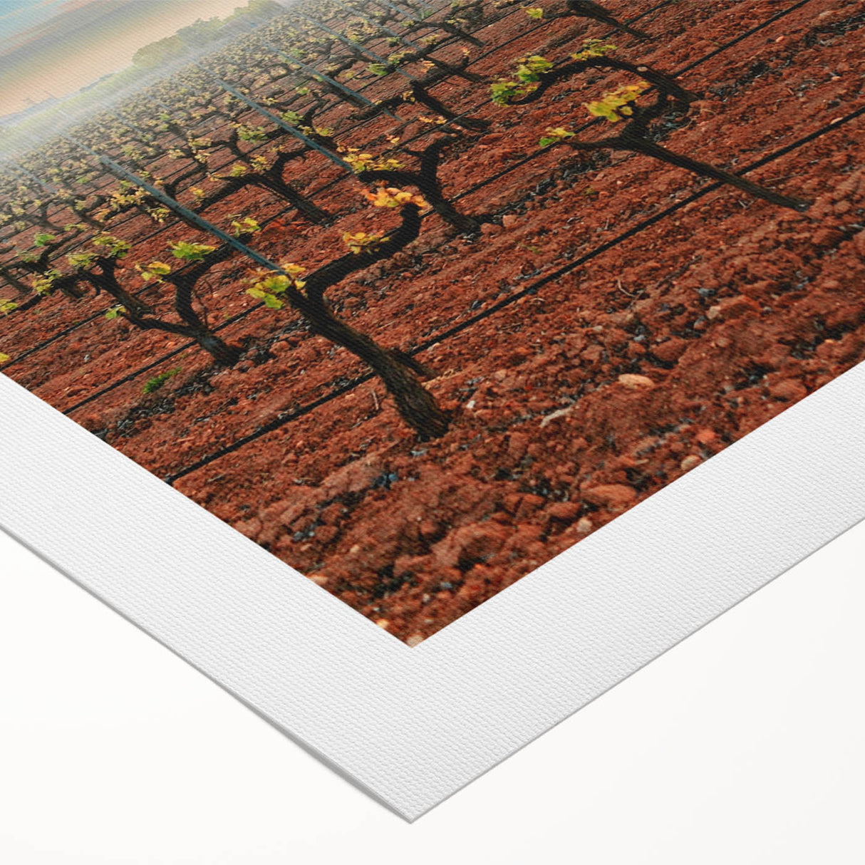 Art deco poster of Valencia scenery in muted earth tones on rolled canvas, suitable for dining room wall art.