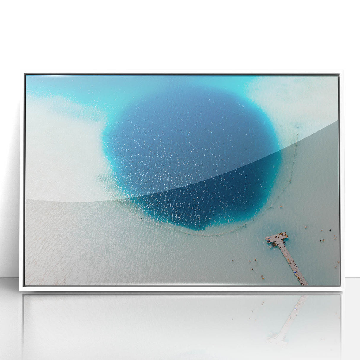 Acrylic print of a serene Quintana Roo landscape in pastel shades, framed in white.