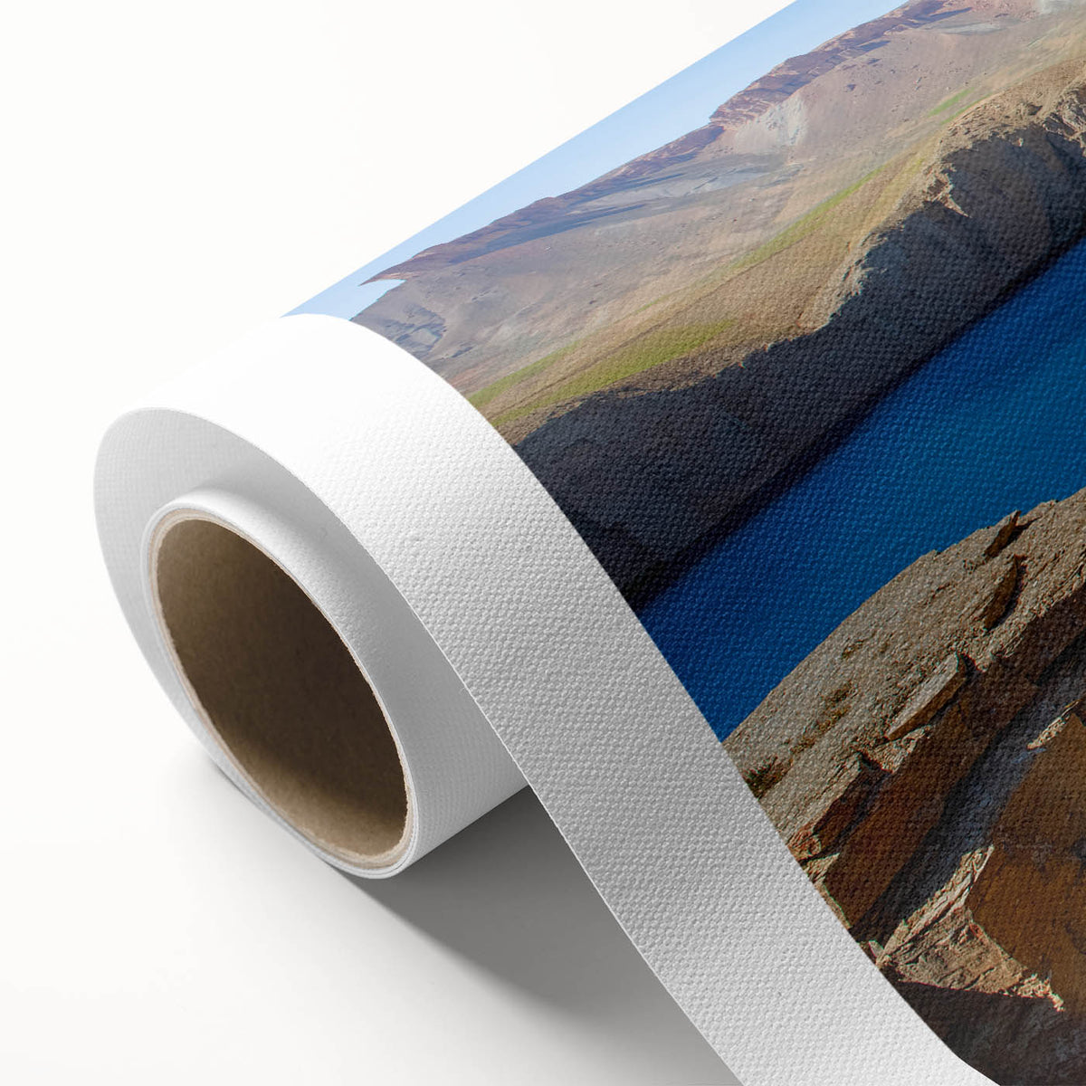 Art deco poster of an Afghan landscape in muted earth tones on rolled canvas, ideal for nursery wall art.