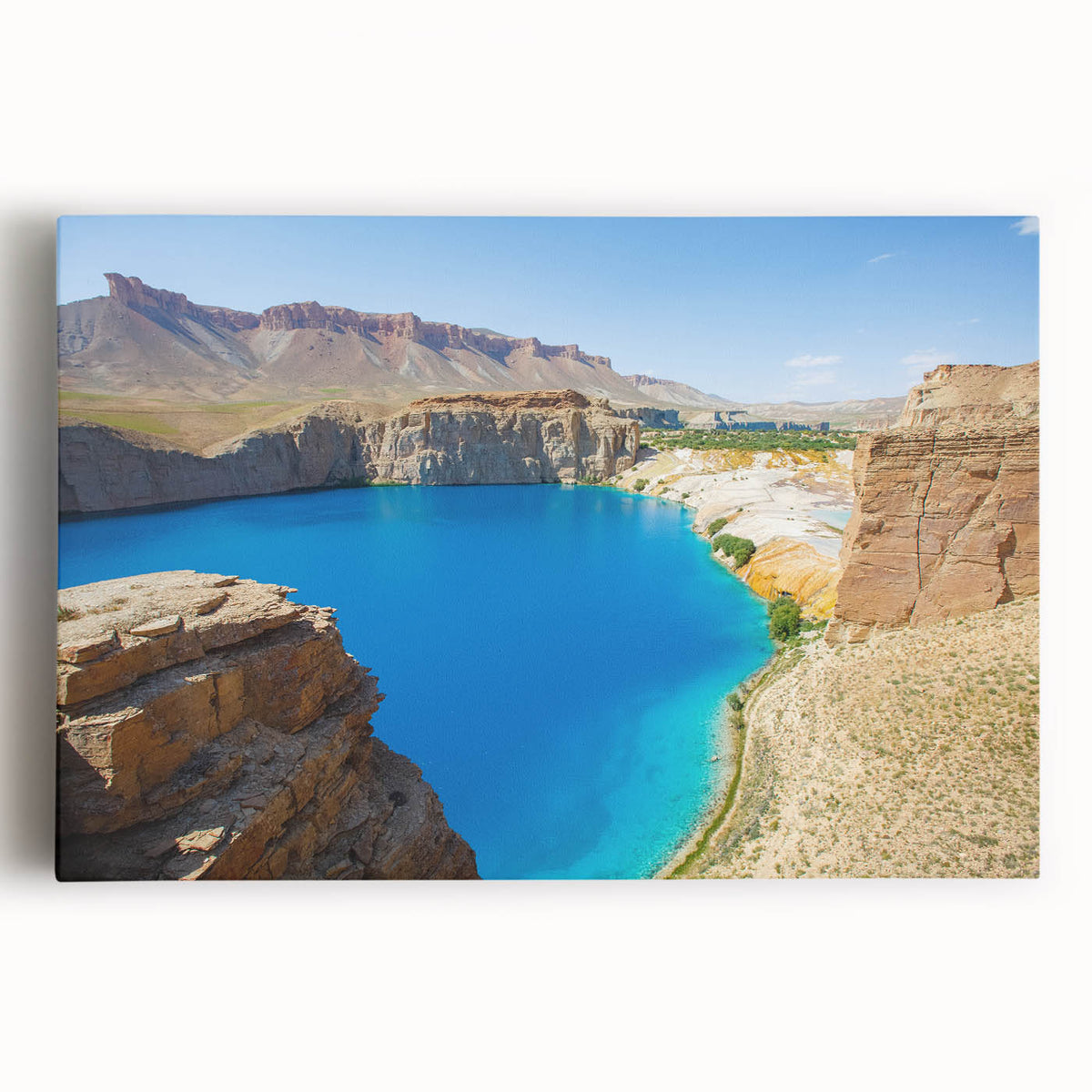 Black and white photograph of a Middle Eastern landscape on stretched canvas, ideal for kitchen wall art.