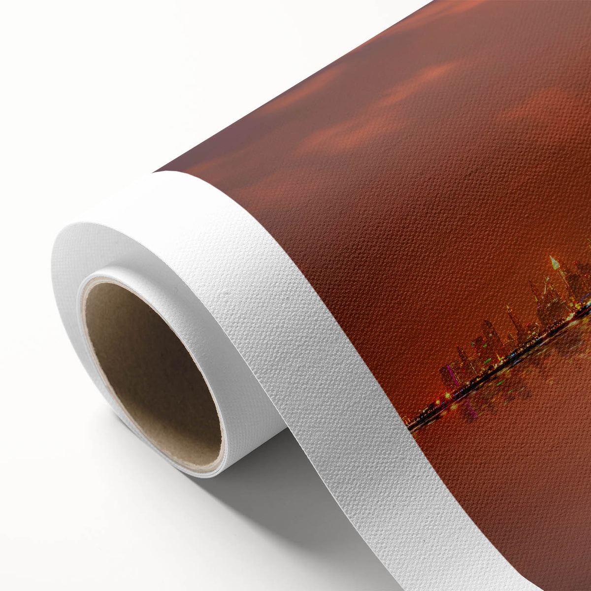 Art Deco style poster of Dubai skyline in pastel shades on rolled canvas, ideal for nursery wall art.