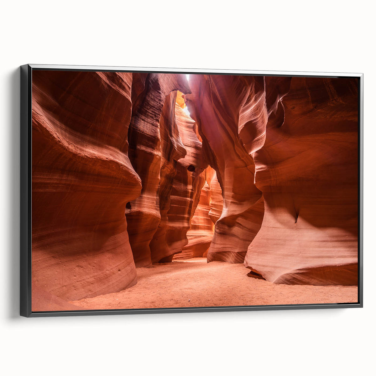 Black and white framed canvas of a Jordanian landscape, ideal for bedroom wall art.