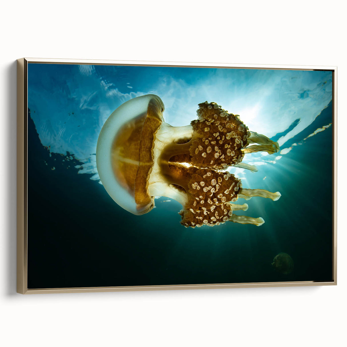 Framed canvas featuring a vintage-style black landscape painting of Oceania, ideal for bedroom wall art.