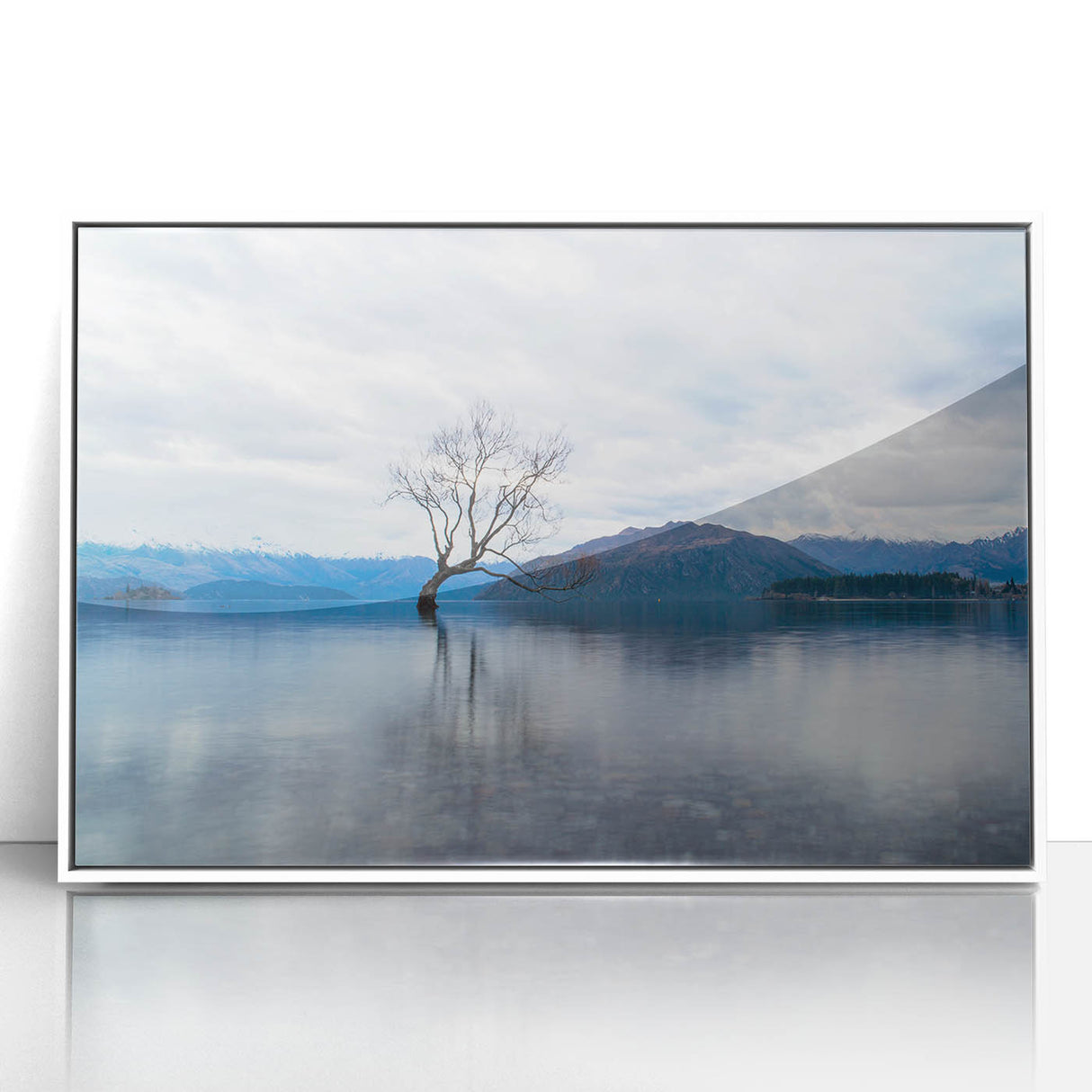 Art deco poster of New Zealand's Otago scenery in muted earth tones, framed acrylic, ideal for modern nursery decor.