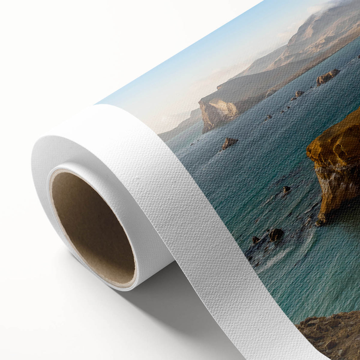 Art deco poster of a South American scenery, featuring muted earth tones on rolled canvas, ideal for nursery wall art.