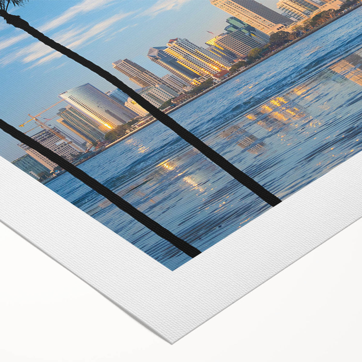 Art deco poster of Coronado, California scenery in pastel shades on rolled canvas, suitable for dining room wall art.