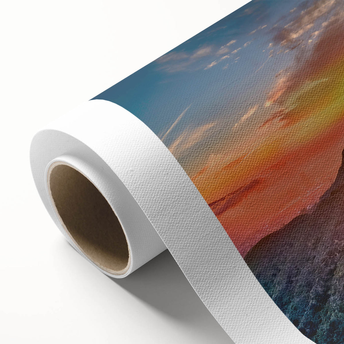 Art Deco style Hollywood, California scenery on rolled canvas, featuring pastel color palette.