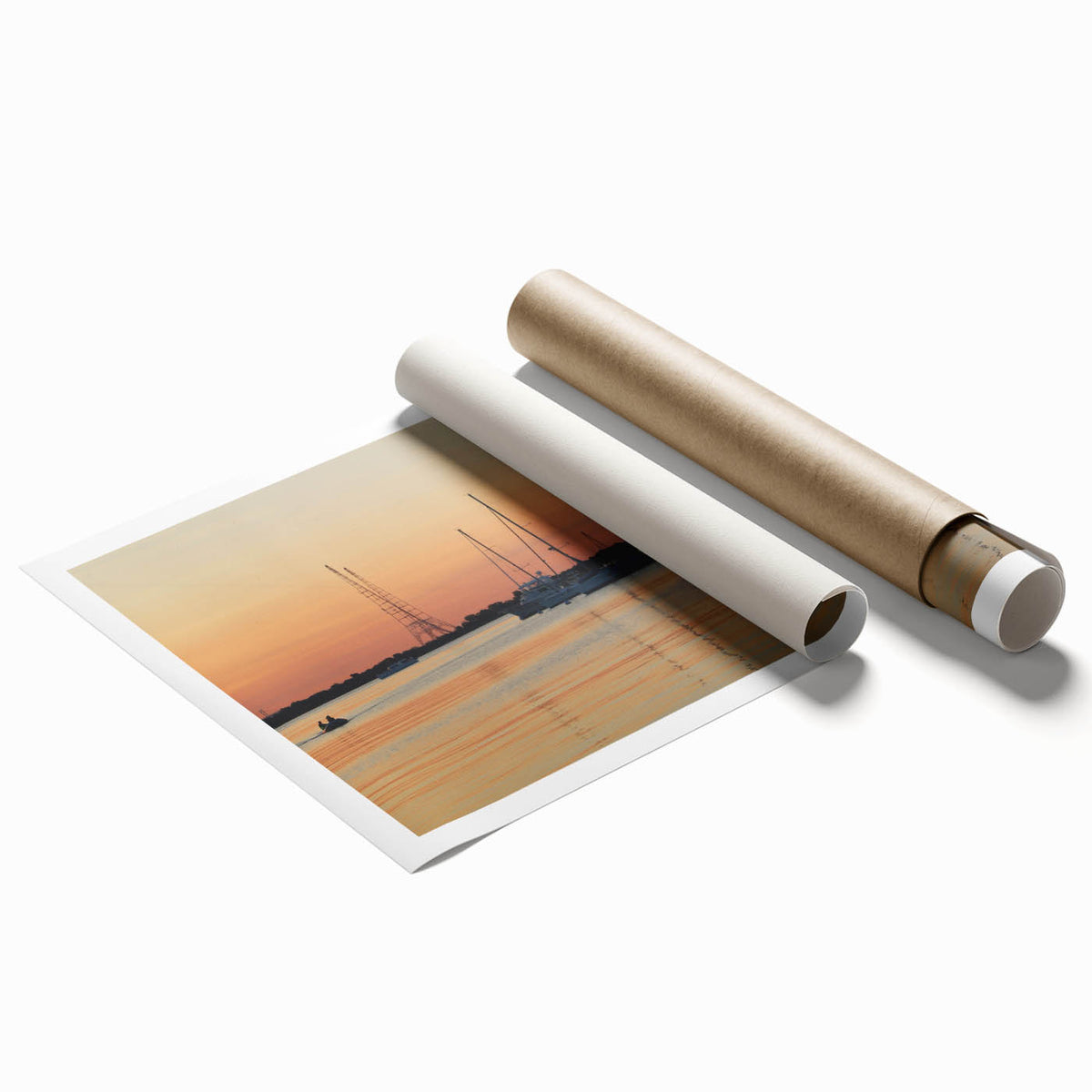 Rolled print of Annapolis scenery featuring floral elements in soft pastel colors.