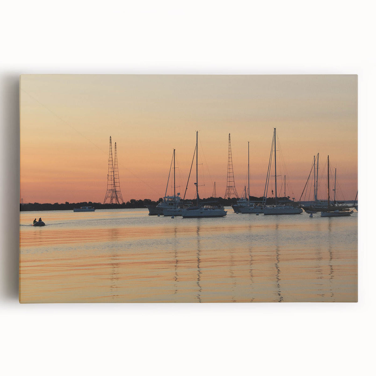 Black and white photo of Annapolis skyline on stretched canvas, ideal for kitchen wall art.