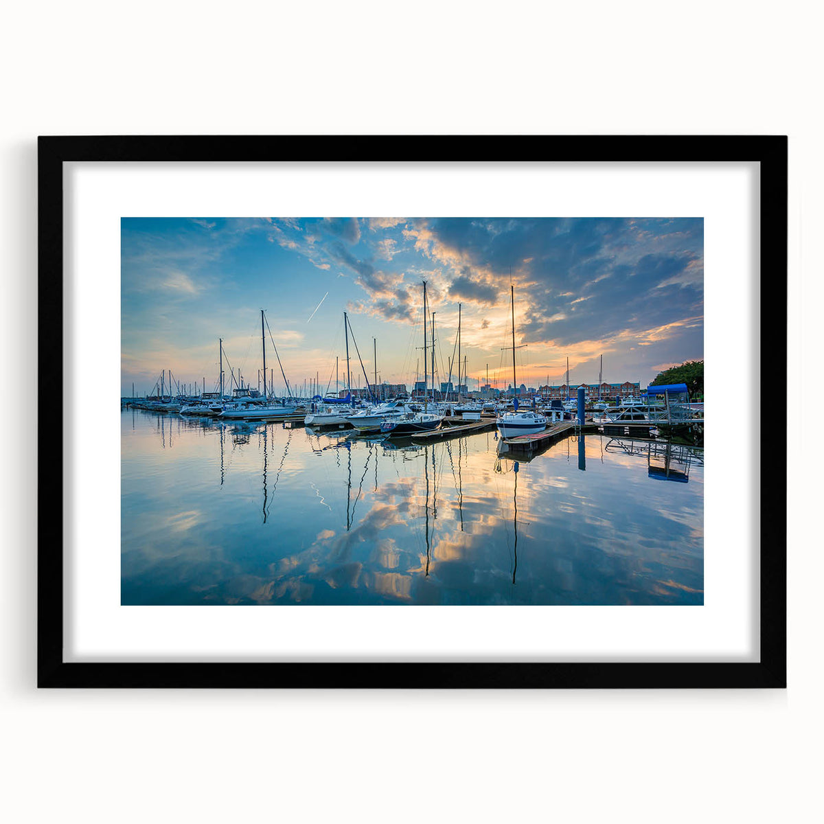 Extra large abstract art print of Baltimore, featuring vibrant, colorful textures on a black framed canvas.