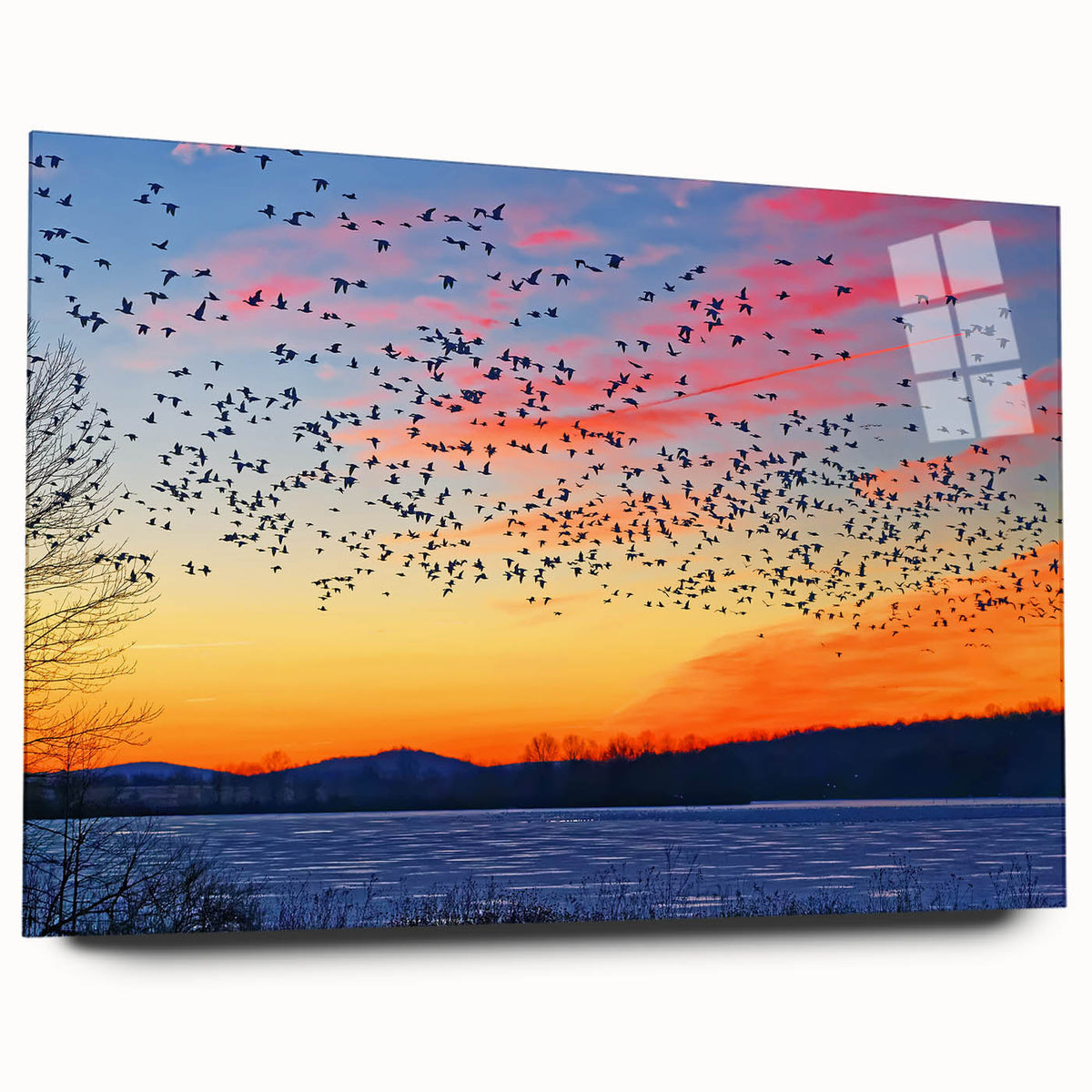 Large abstract wall art depicting a Pennsylvania scenery in muted earth tones on acrylic glass.