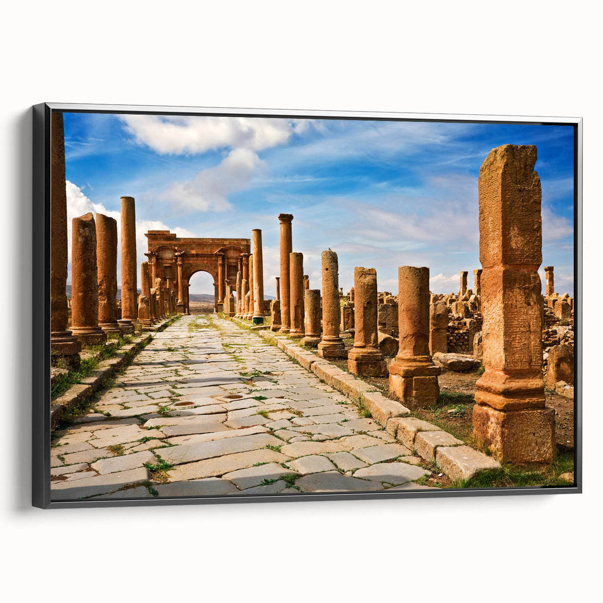 Black and white landscape art painting of Algeria on a framed canvas, ideal for bedroom wall decor.