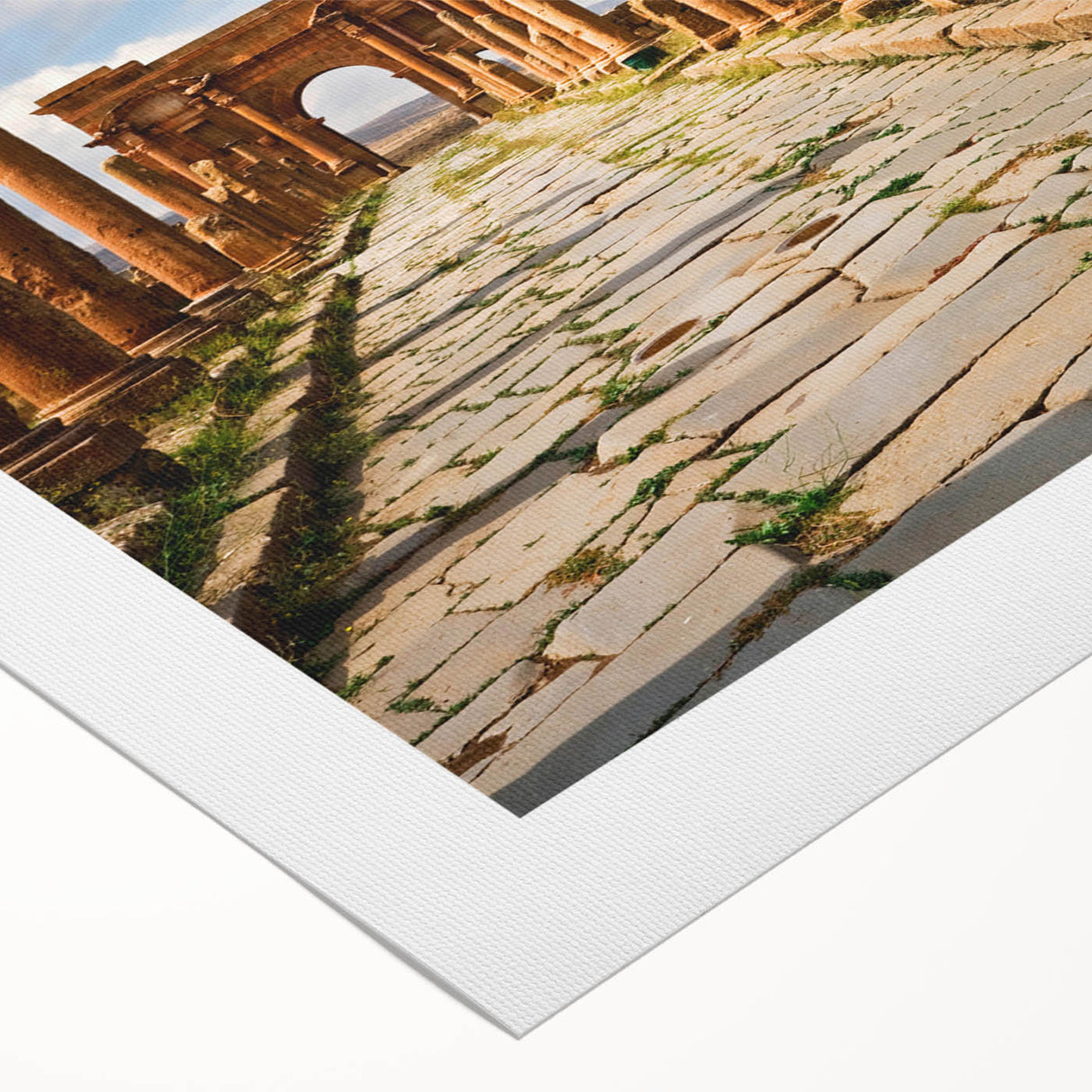 Art Deco poster of an Algerian landscape with muted earth tones on rolled canvas, suitable for dining room decor.