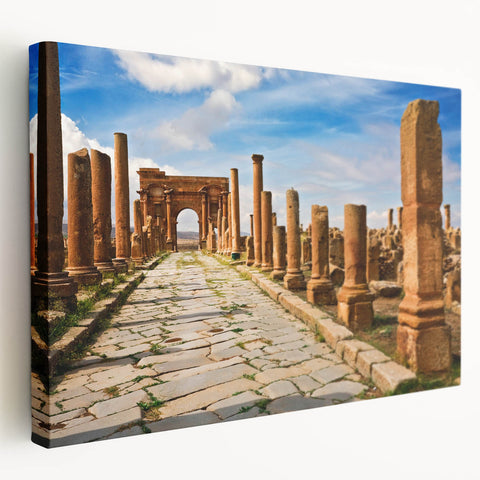 Large canvas print depicting an Algerian landscape in earthy tones, ideal for kitchen wall art.