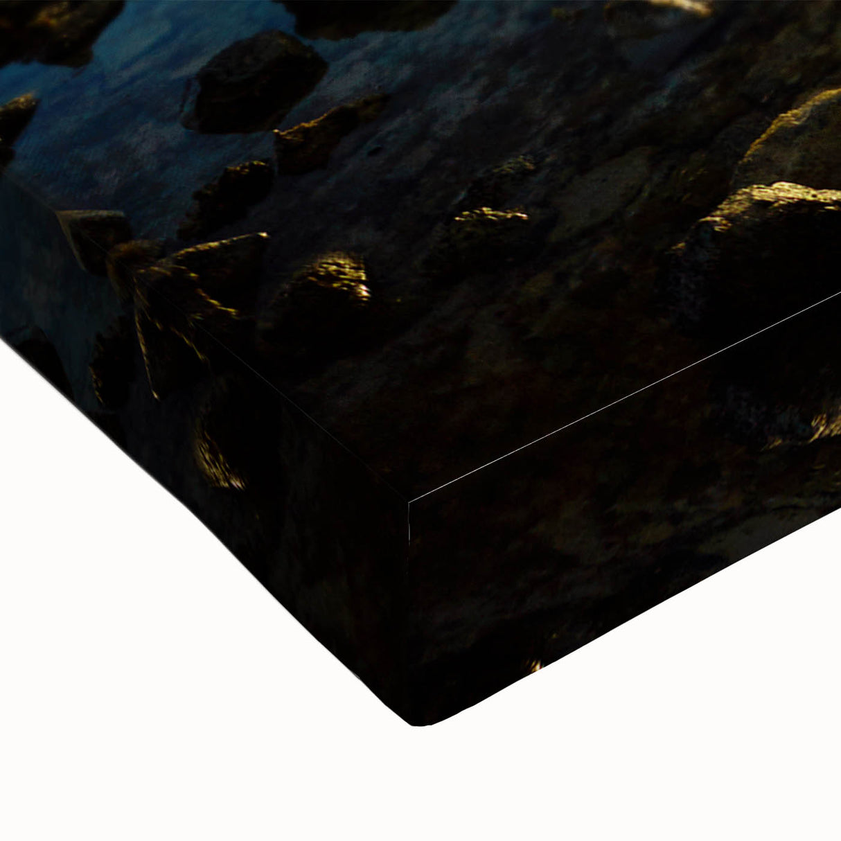 Black and white landscape art of Mauritius on stretched canvas, ideal for bedroom wall decor.