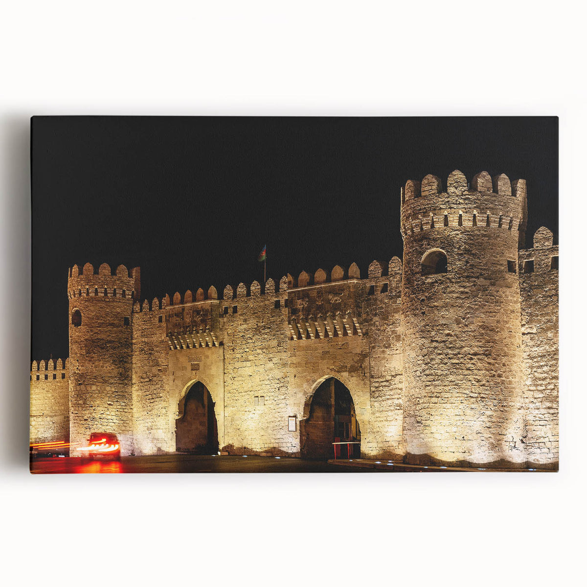 Black and white photograph of an Asian street scene on large stretched canvas, suitable for kitchen wall art.