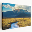 Large stretched canvas of a serene Bhutanese landscape in muted earth tones, ideal for kitchen wall art.