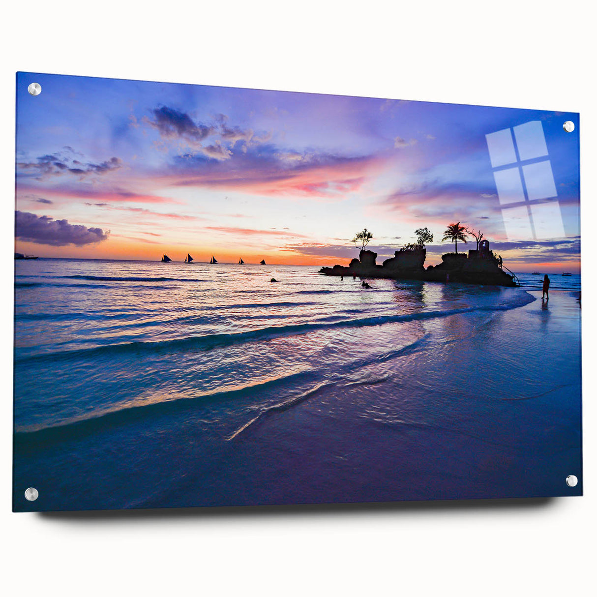 Acrylic glass print of a Philippine landscape in muted earth tones, suitable for bedroom or dining room decor.