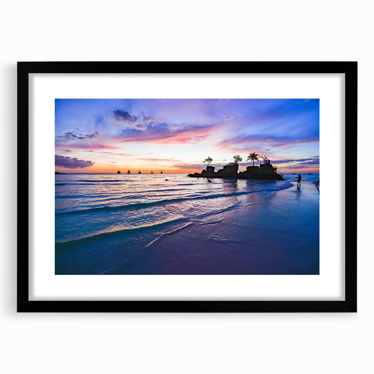 Extra large abstract art print of a colorful, textured Philippine landscape on a black framed canvas.