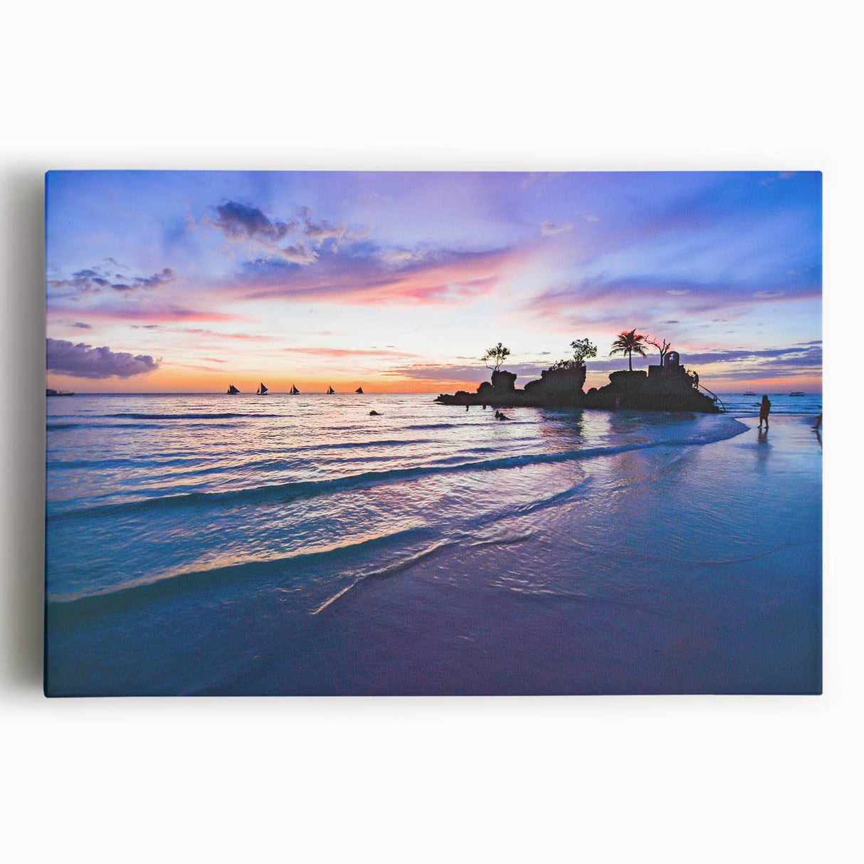 Large black and white stretched canvas of a Philippine rural landscape, ideal for kitchen wall art.