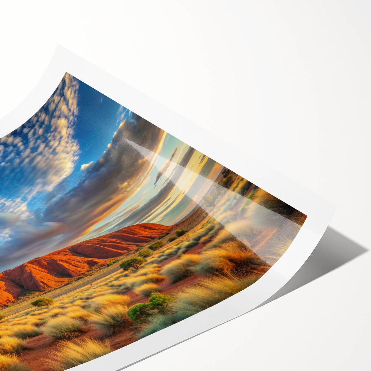 Extra large wall art featuring Ayers Rock in vibrant orange hues on a rolled canvas, suitable for large living room decor.