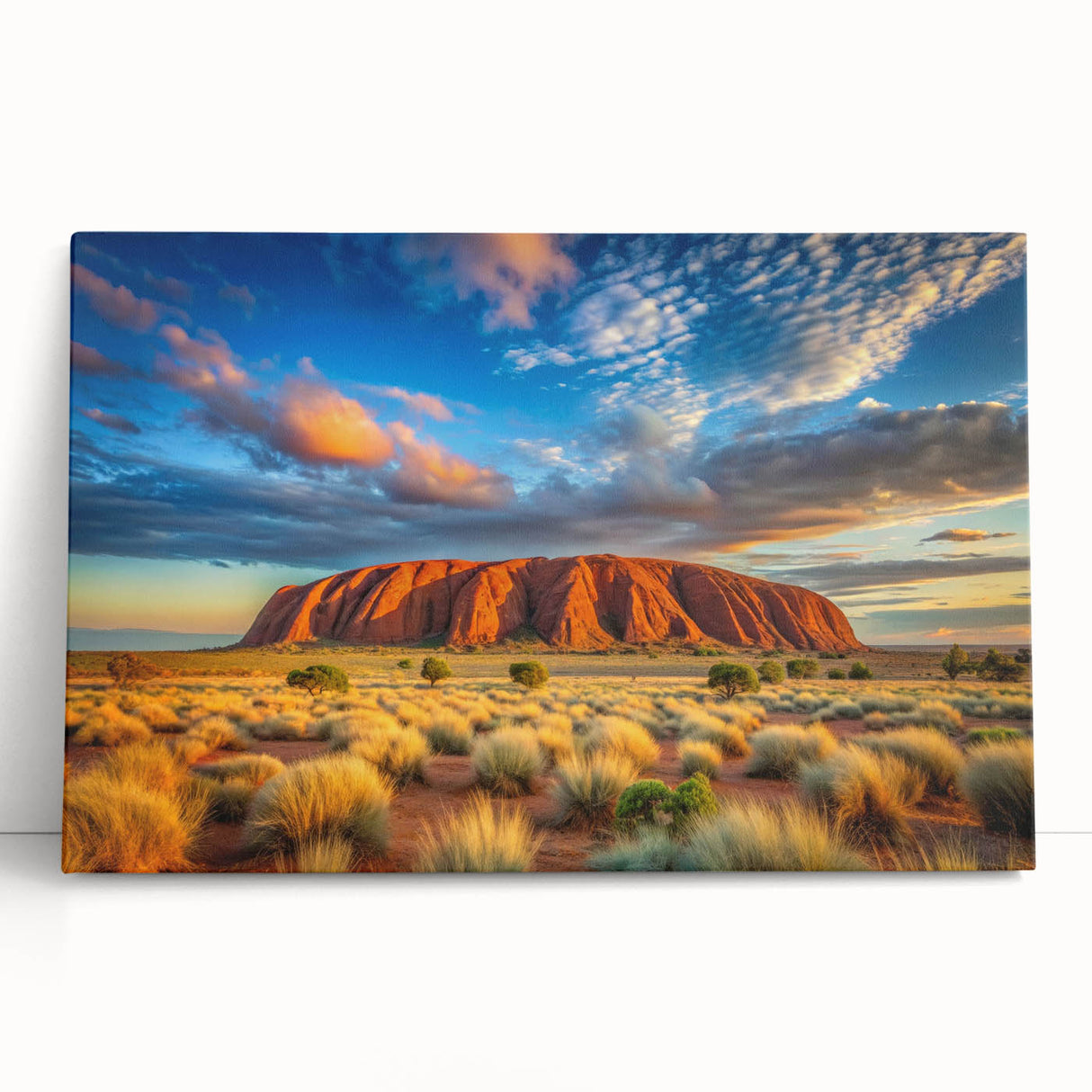 Monochrome image of Ayers Rock on a large stretched canvas, suitable as kitchen wall art or bedroom decor.