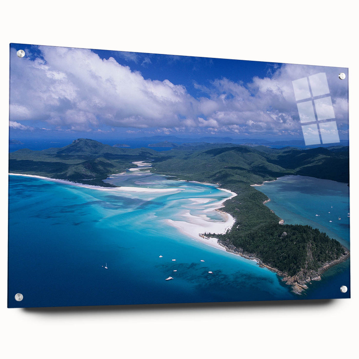 Large abstract wall art depicting the Queensland scenery on acrylic glass, suited for bedroom or dining room decor.