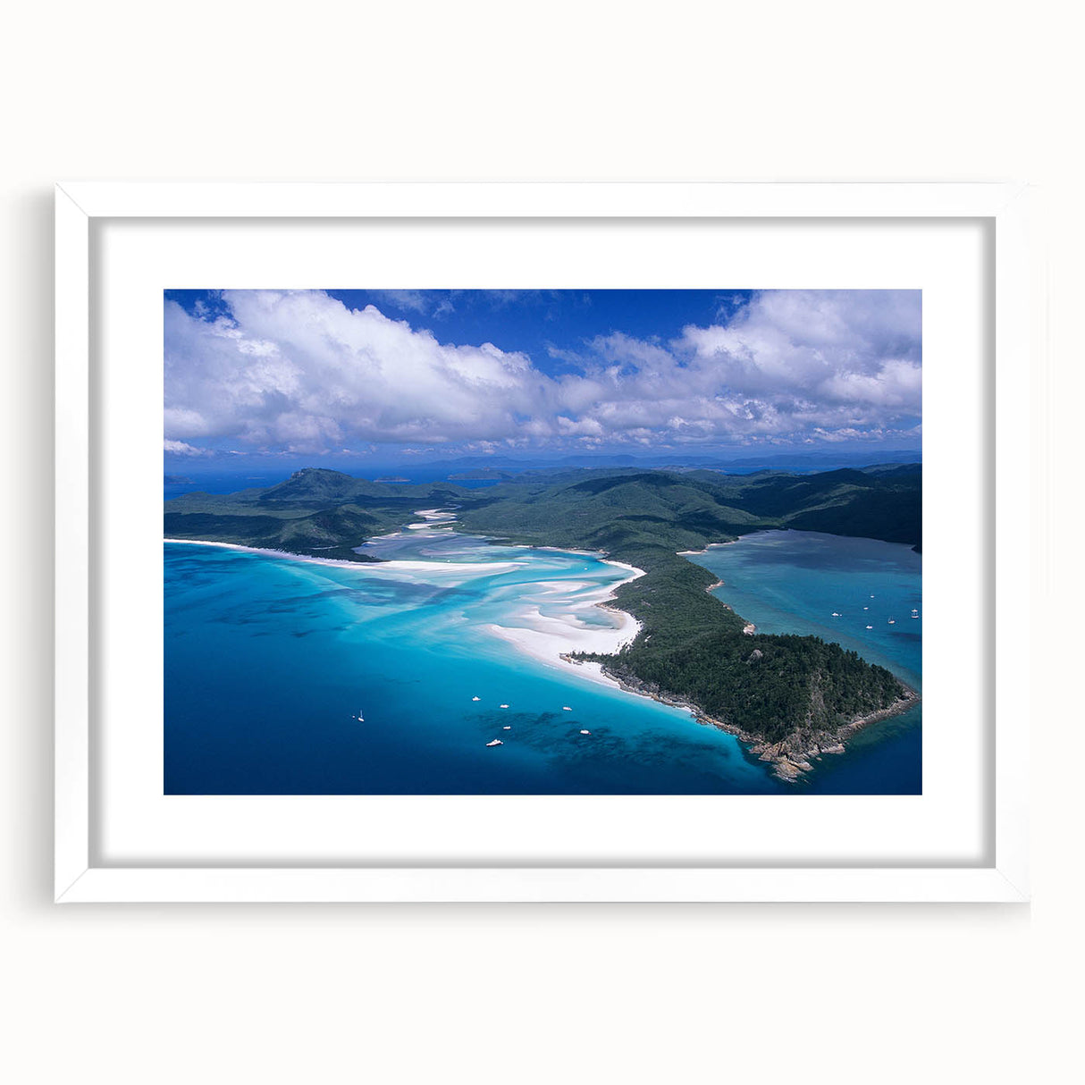 Abstract art print of Queensland scenery in muted earth tones on a white framed canvas, ideal for dining room decor.
