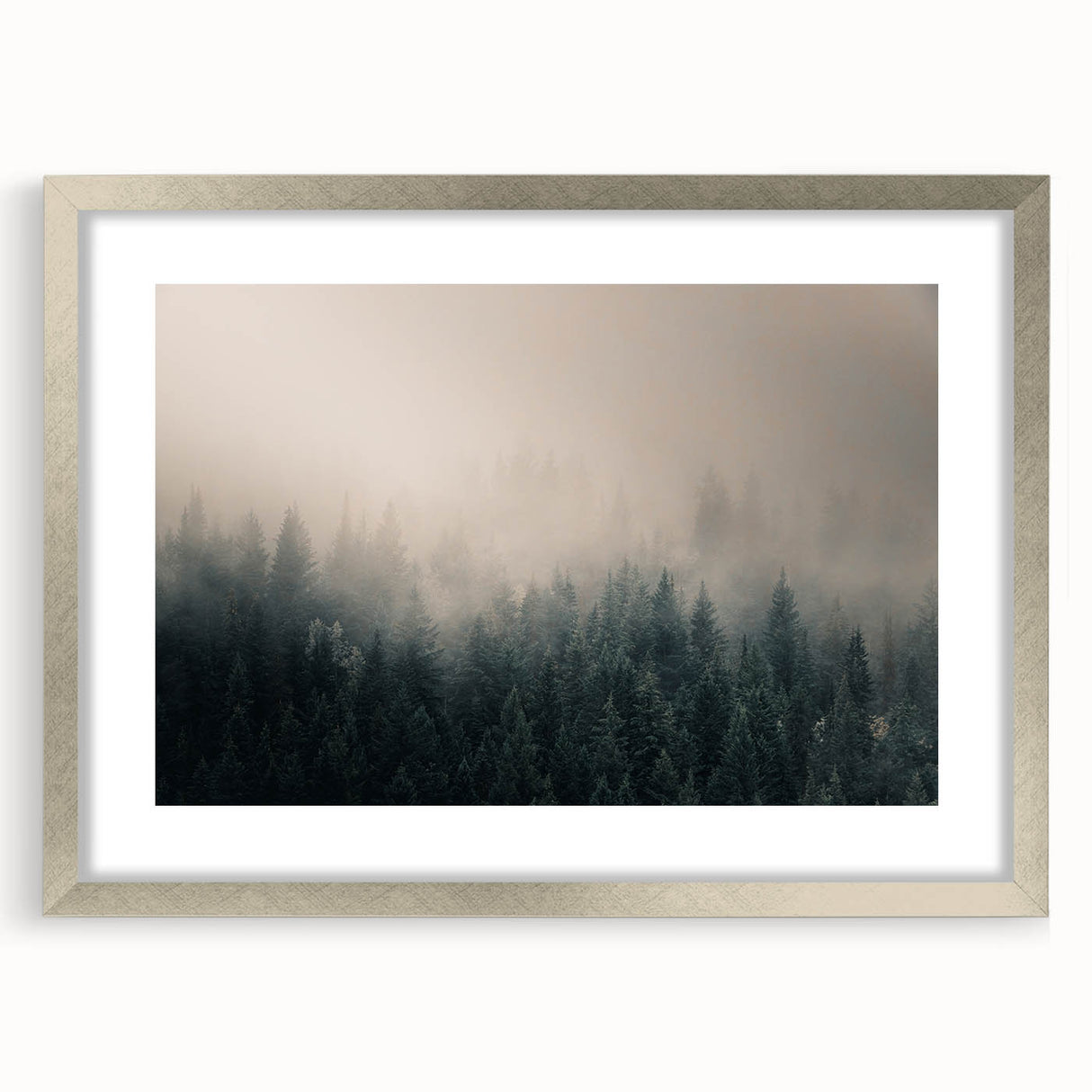 Textured abstract art print of British Columbia scenery in muted earth tones on a framed canvas, ideal for bedroom art.