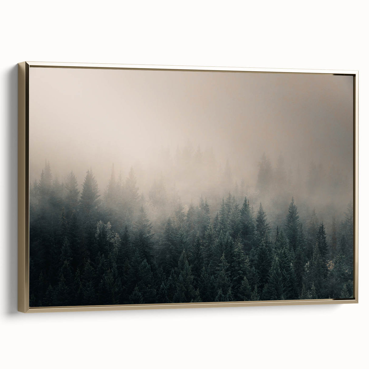 Framed canvas wall art depicting a vintage-style landscape of British Columbia, featuring muted earth tones.