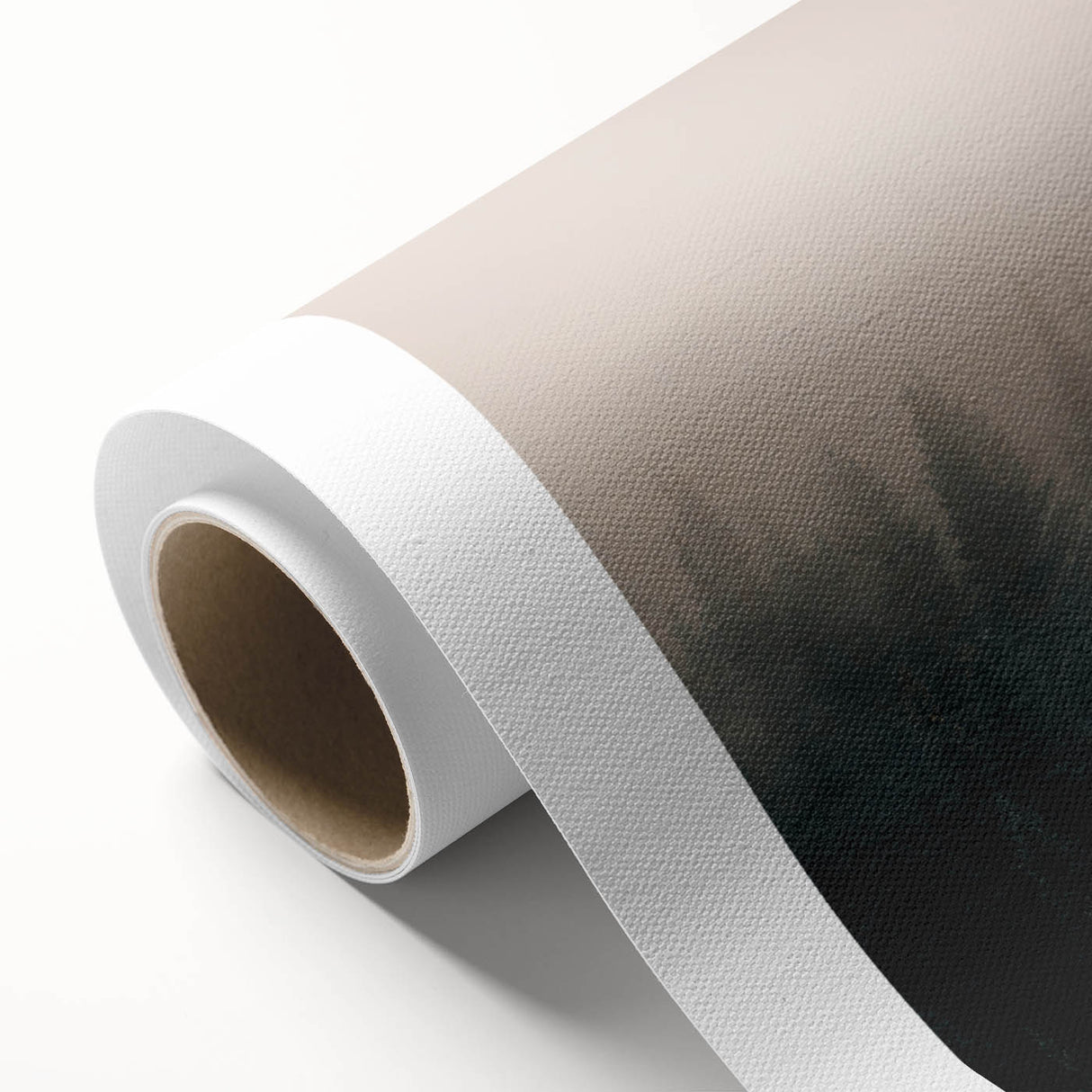 Art deco poster of British Columbia scenery on rolled canvas, featuring cool blue and green tones.